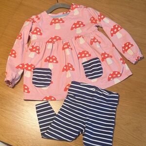 Mini Boden Pink and Navy Magical Mushroom Striped Set